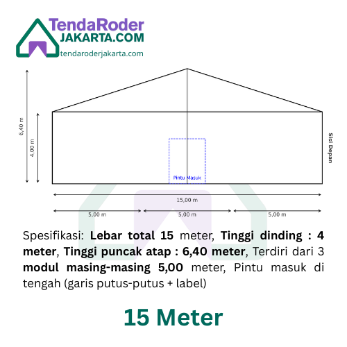 Gambar teknis tenda roder jakarta ukuran 15m